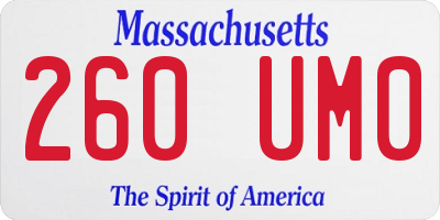 MA license plate 260UM0