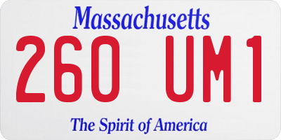 MA license plate 260UM1