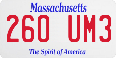 MA license plate 260UM3