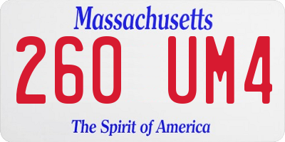 MA license plate 260UM4