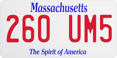 MA license plate 260UM5