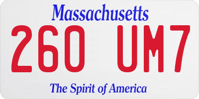 MA license plate 260UM7