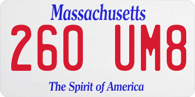 MA license plate 260UM8