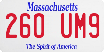 MA license plate 260UM9