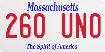 MA license plate 260UN0