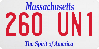 MA license plate 260UN1