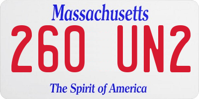 MA license plate 260UN2