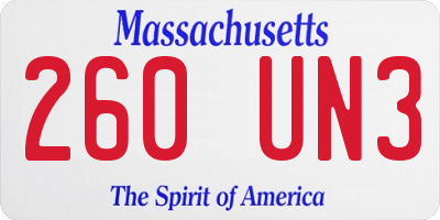 MA license plate 260UN3
