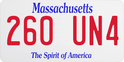 MA license plate 260UN4