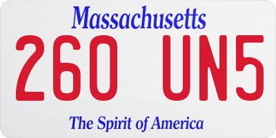 MA license plate 260UN5