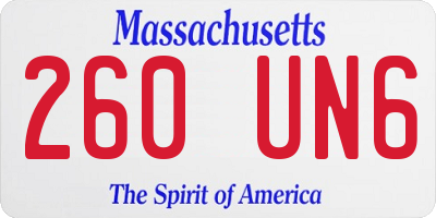 MA license plate 260UN6