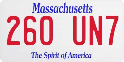 MA license plate 260UN7