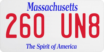 MA license plate 260UN8