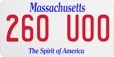 MA license plate 260UO0
