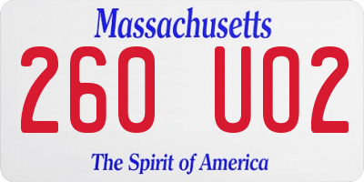 MA license plate 260UO2
