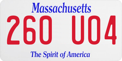 MA license plate 260UO4