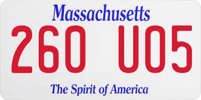 MA license plate 260UO5