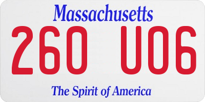 MA license plate 260UO6