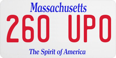 MA license plate 260UP0