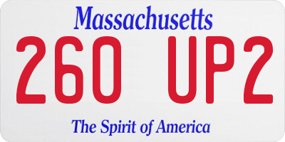 MA license plate 260UP2