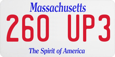MA license plate 260UP3