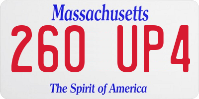 MA license plate 260UP4