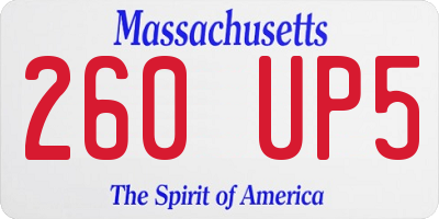 MA license plate 260UP5
