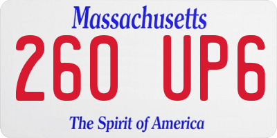 MA license plate 260UP6