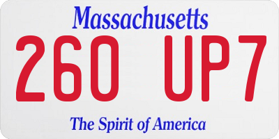 MA license plate 260UP7