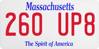 MA license plate 260UP8