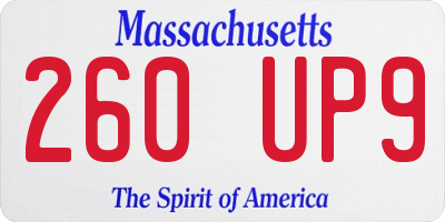 MA license plate 260UP9
