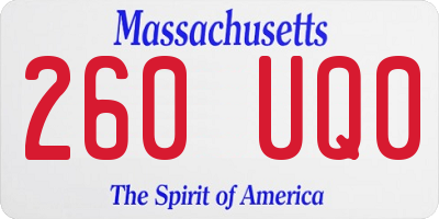MA license plate 260UQ0