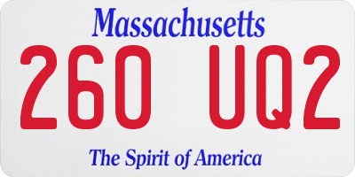 MA license plate 260UQ2