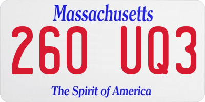 MA license plate 260UQ3