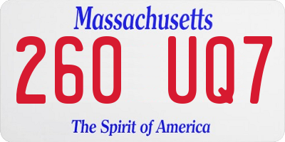 MA license plate 260UQ7