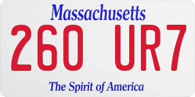 MA license plate 260UR7