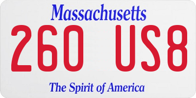 MA license plate 260US8