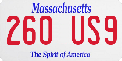 MA license plate 260US9