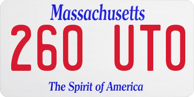 MA license plate 260UT0