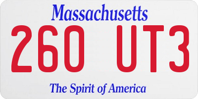 MA license plate 260UT3