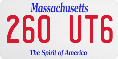 MA license plate 260UT6