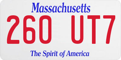 MA license plate 260UT7