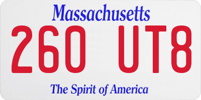 MA license plate 260UT8