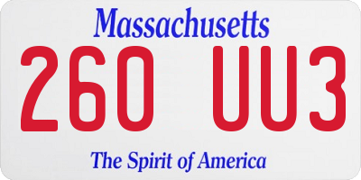 MA license plate 260UU3