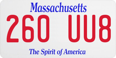 MA license plate 260UU8