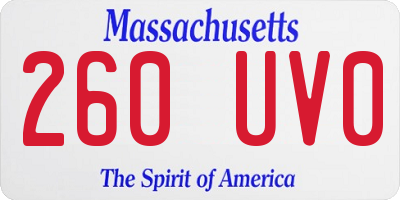 MA license plate 260UV0