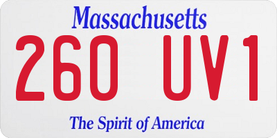 MA license plate 260UV1