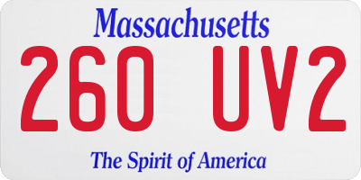 MA license plate 260UV2