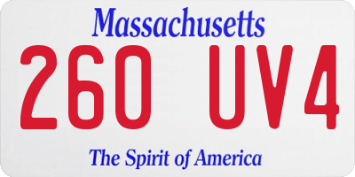 MA license plate 260UV4