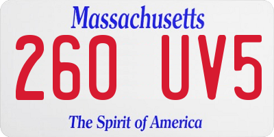 MA license plate 260UV5